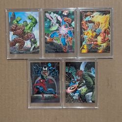 92 Inaugural Skybox Marvel Masterpiece Battle Spectra Etched Chase Cards (5). #1D—#5D. NM/M!!!😎
