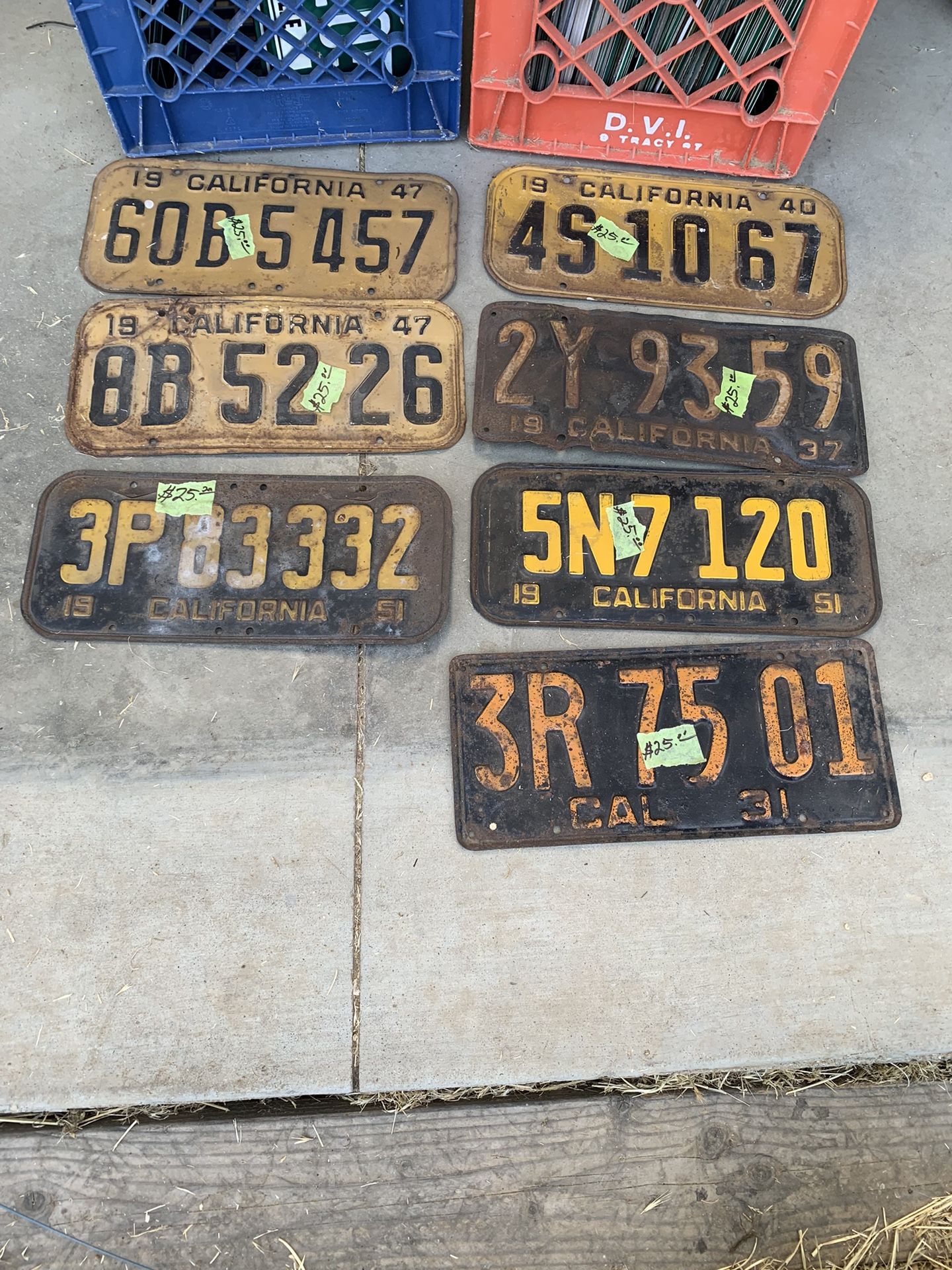 VINTAGE CALIFORNIA LICENSE PLATES $25 each In Madera ca Possible trade for vintage signs or vintage metal toys CHECK MY OTHER LISTINGS FOR MORE GRE