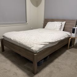 Full Size Bed frame With Headboard And Mattress 