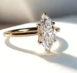 Size 5 engagement ring 14k gold 1ct marquise diamond lab grown