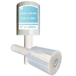 2 Rolls  5" x 1200FT 80 Gauge Stretch Shrink Film Hand Wrap With Handle, 1200FT Per Roll