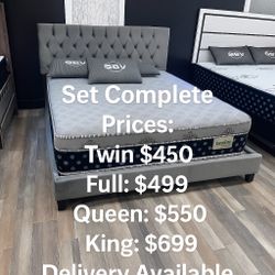  🛌 Queen Mattress Come With Bed Frame (Headboard & Footboard) + Box Spring – Ready for Delivery Today!