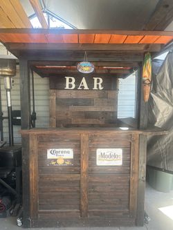 Homemade Wooden Outdoor Bar on Wheels