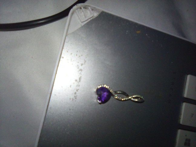 Real Silver & Purple Aminfest & Small Diamond Pendant 
