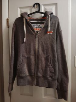 Superdry Orange Label Fleece-Lined Zip Hoodie - Size Medium (Charcoal Grey)