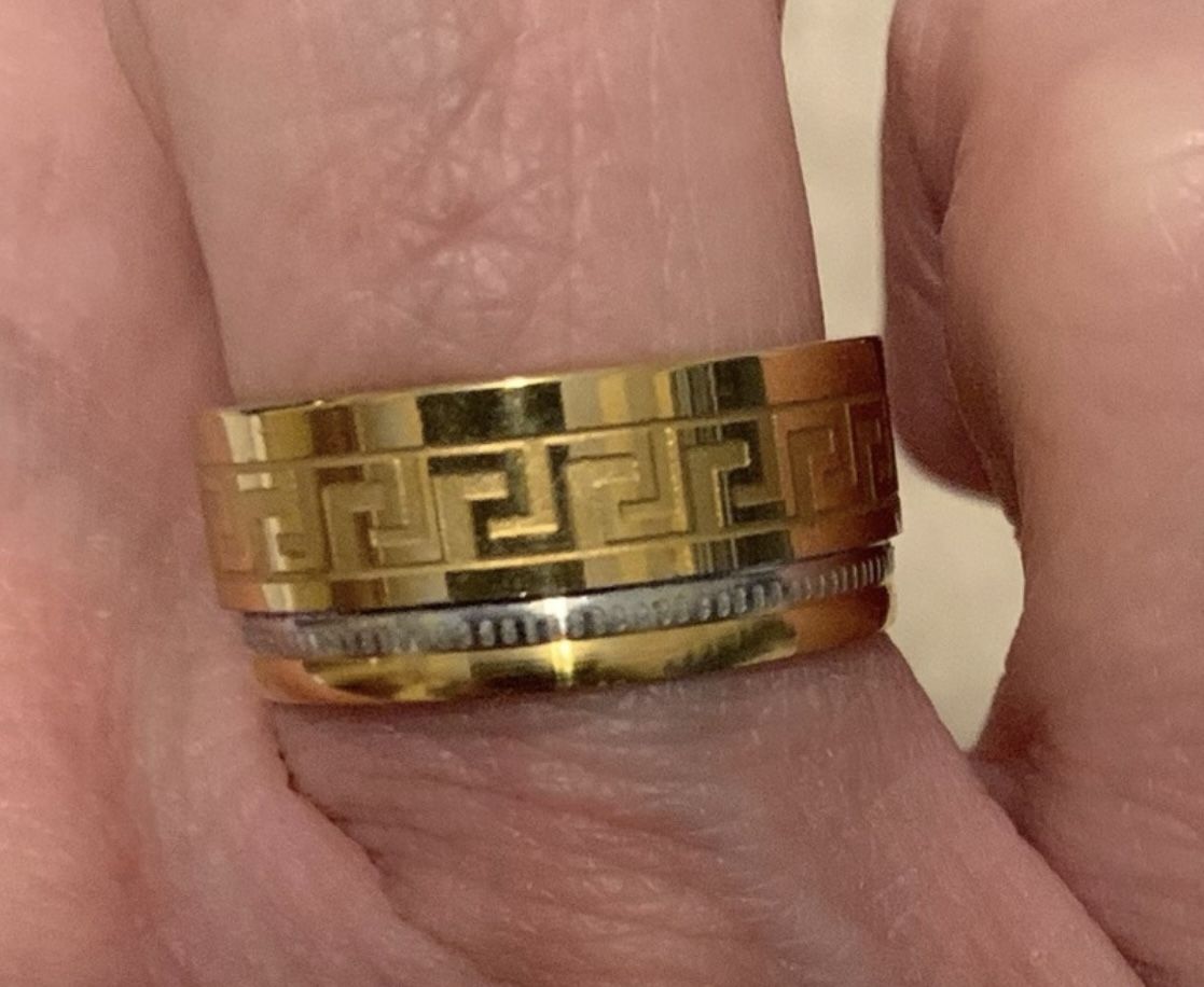 New Gold Filled GREEK style Wedding Band Size 5.5
