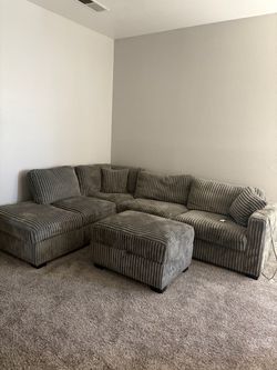 Grey couch w/ ottoman NEED GONE BY SUNDAY