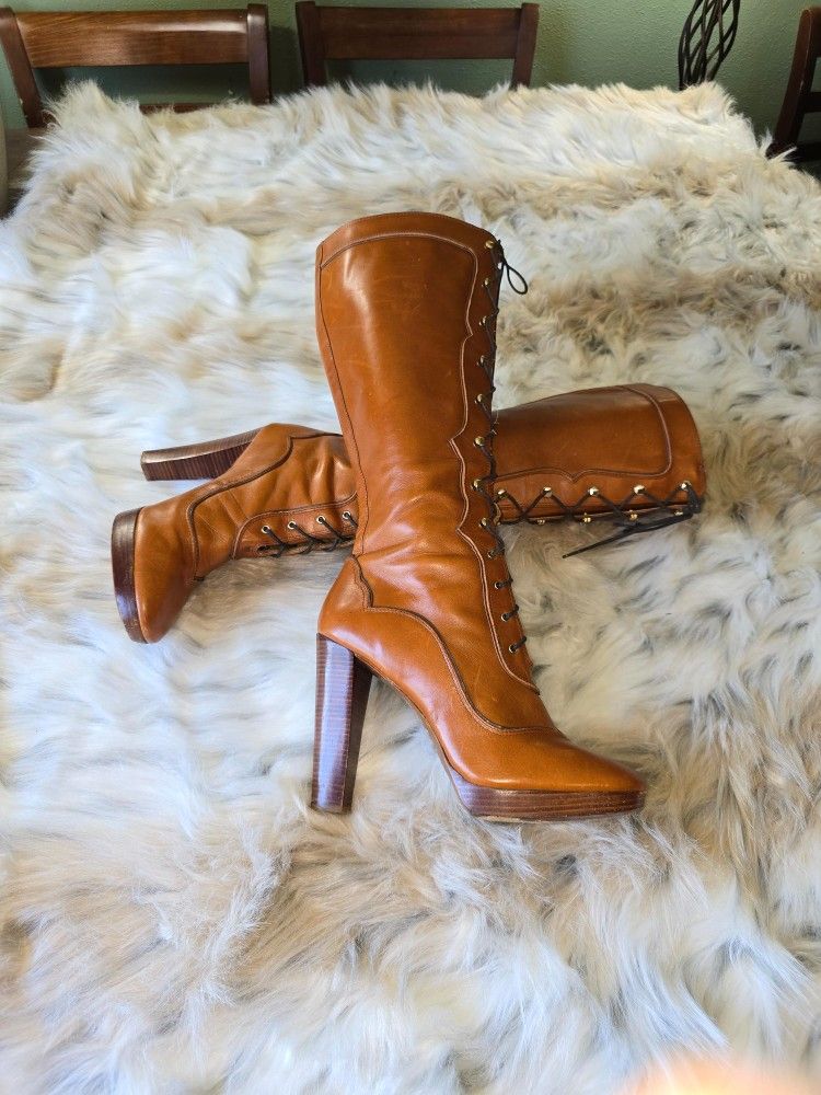 Michael Kors MICHAEL Roslyn 5 Inch Heel Lace Up Boots