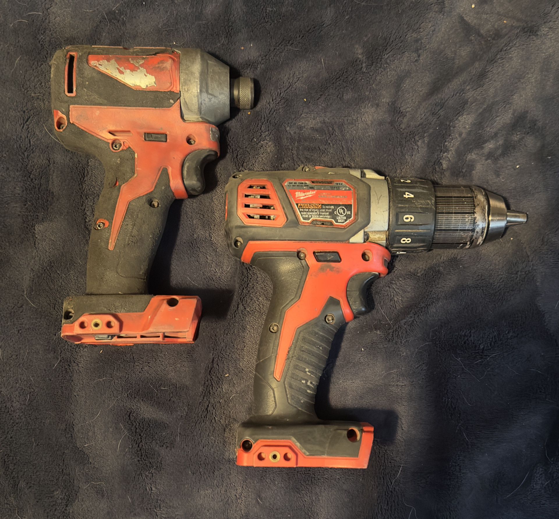 Used Milwaukee 18 Volt 1/2" Drill And 1/4" Impact Drill (Tools Only)