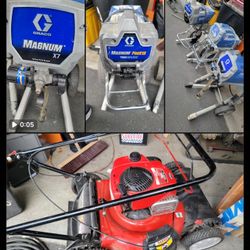 Paint Sprayer, Mower, Bench Saw, Air Compressor...more