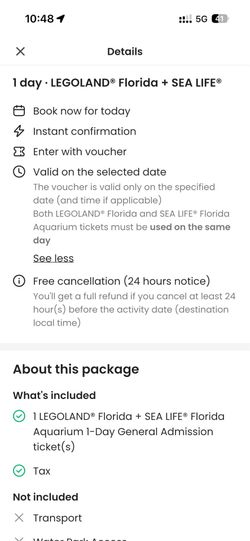 Legoland florida tickets for two