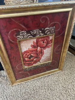 Red Gold Flower Frame 