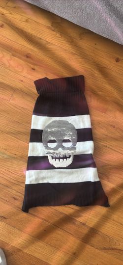 Skull Sequin Striped Dog Sweater