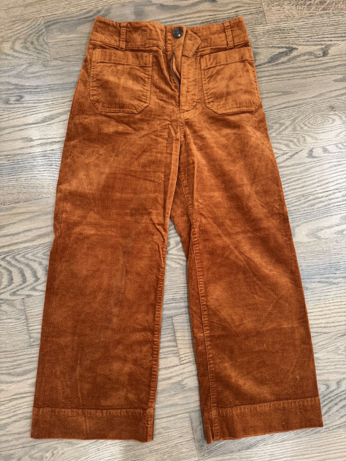 ANTHROPOLOGIE MAEVE COLETTE CROP WIDE LEG CORDUROY PANTS ORANGE BROWN WOMEN 26