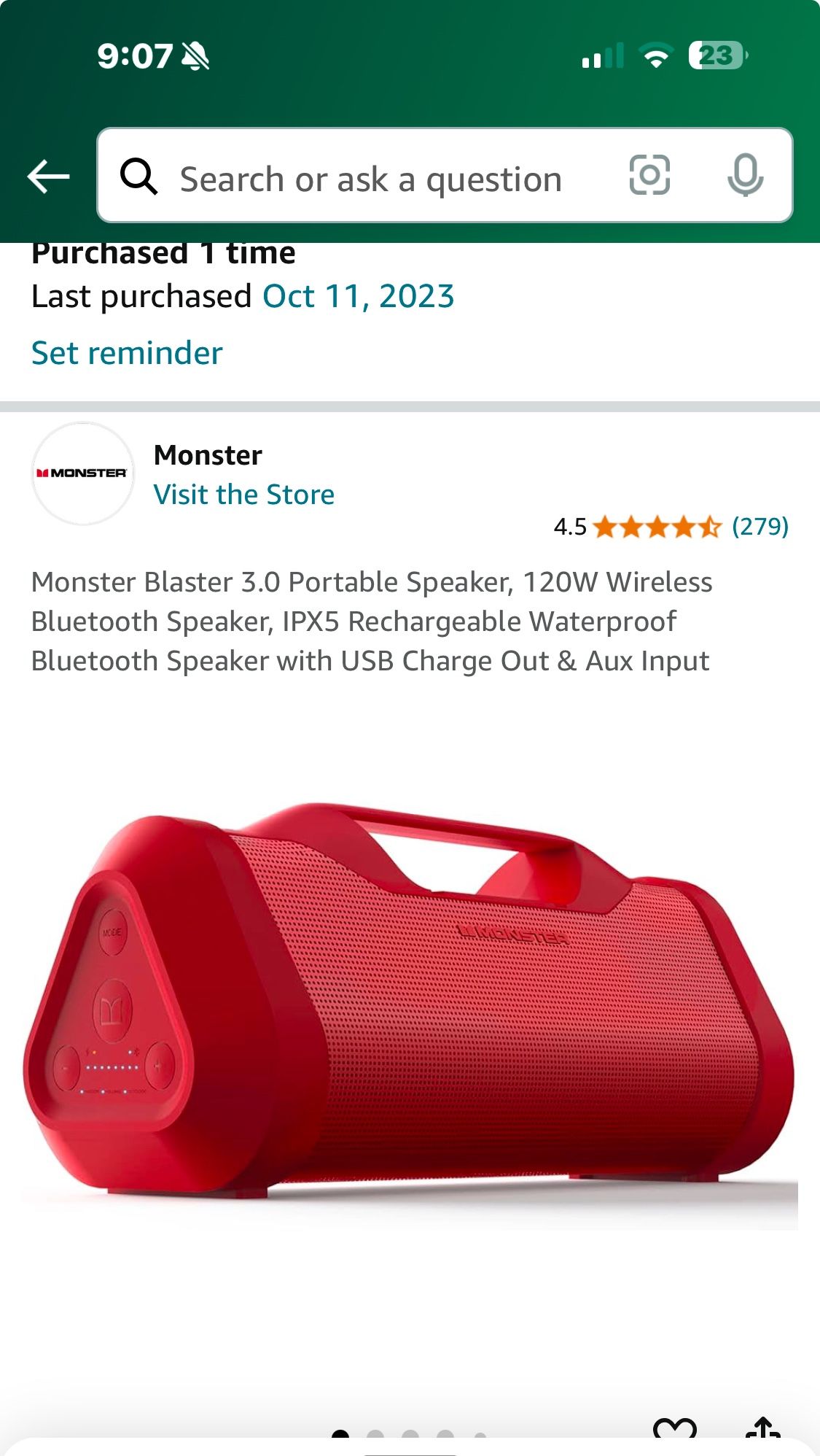 Red Monster Blaster 3.0 Bluetooth Speaker 