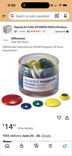 Officemate International 92500 Magnets 30 Piece Assortment