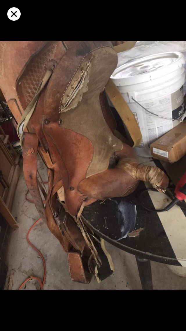 Old roping saddle for decor only