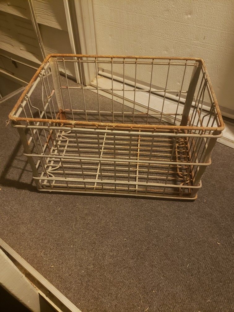 Vintage Metal Milk Crate