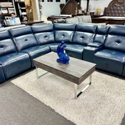 MLK Day Sale🔥Beautiful Blue Reclining Sofa Sectional Furniture Limited Time Offer $1299 Don’t Miss