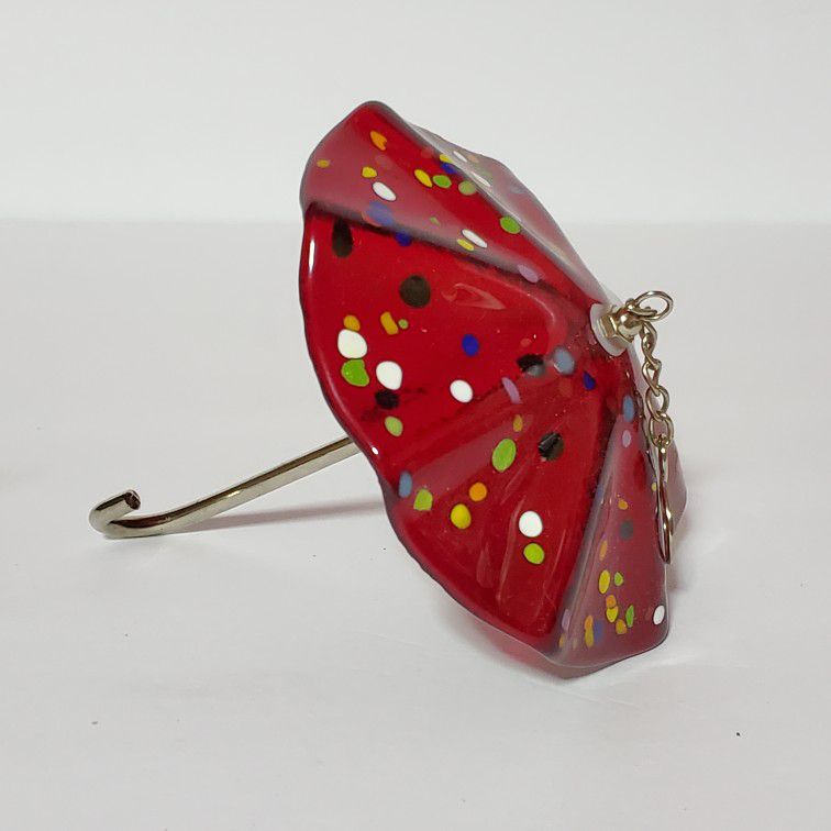 Red Art Glass Umbrella Ornament 