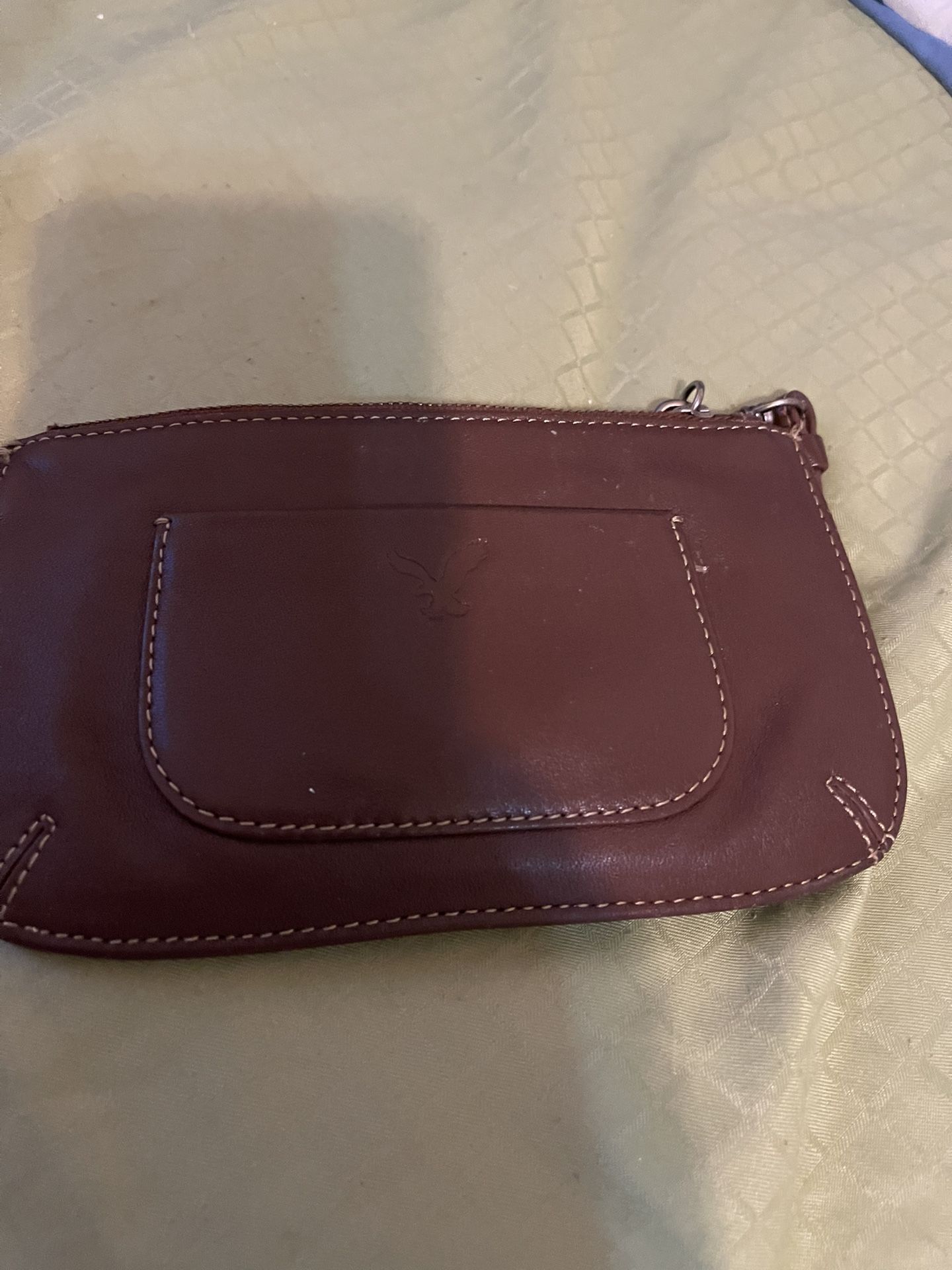 American Eagle Outfitters Genuine Leather Wristlet Small Clutch Colorful Liner
