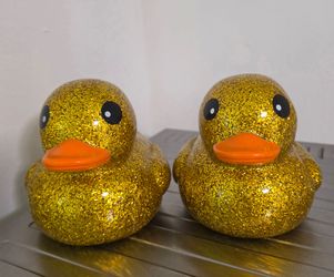 Glitter Dazzle  GOLD Rubber Duckie Duck Novelty World JEEP Bath Toy Party Favor