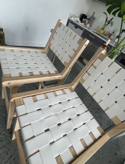 White Leather Strap Bar Stools