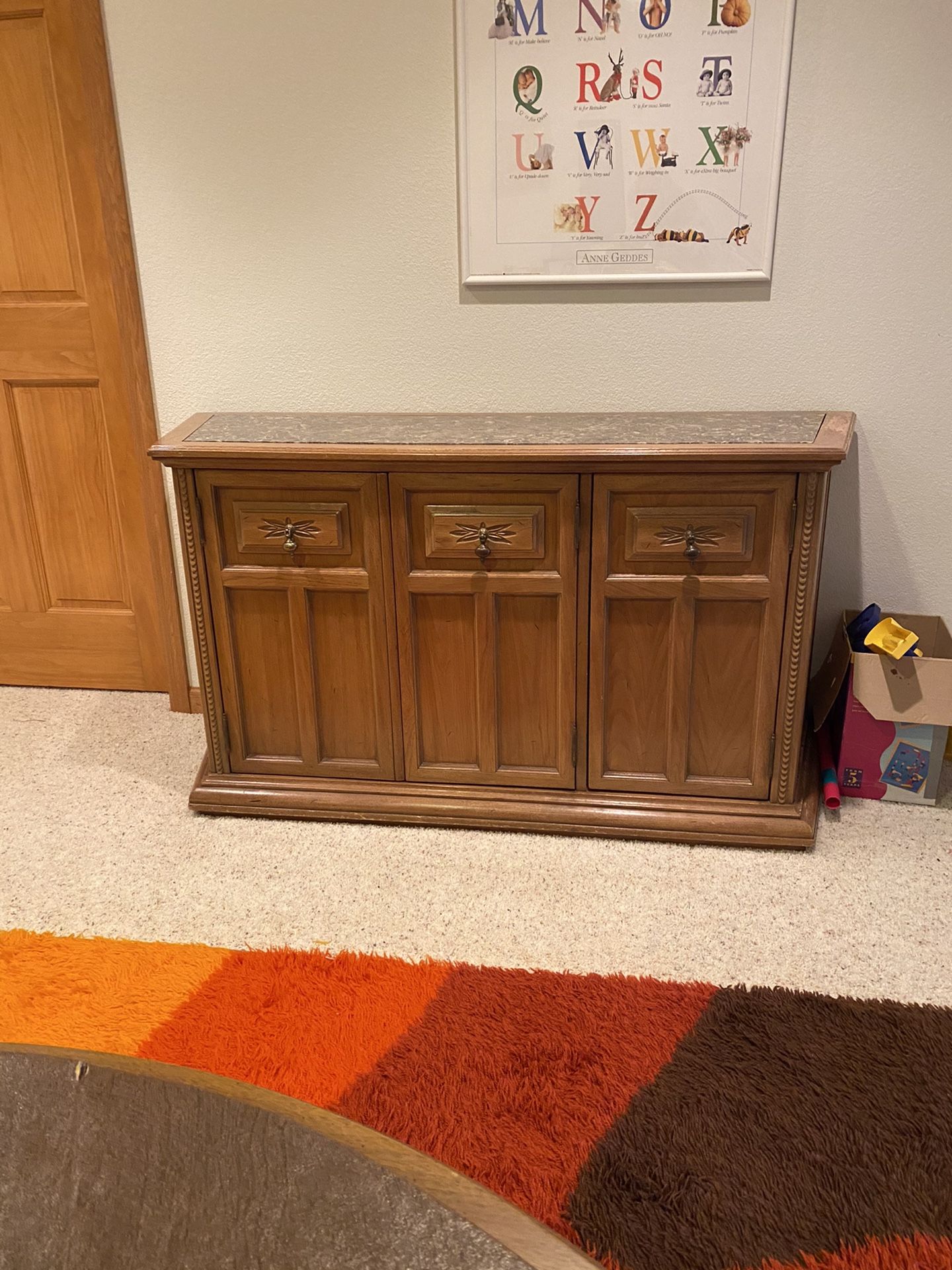 Marble top storage chest