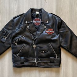 Vintage Harley Davidson Belted Faux Leather Biker Jacket  Youth Large 12/14