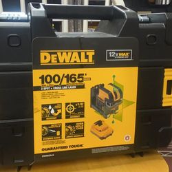 DEWALT 12-Volt MAX Lithium-Ion 100 ft. Green Self-Leveling 2-Spot & Cross Line Laser with Battery 2Ah, Charger, & TSTAK Case