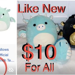 $10 For all like new Dragon squishmallows black one have tag great for gifts