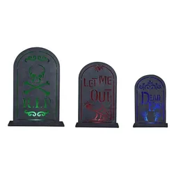 Pre-Lit Tombstones, Set of 3