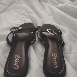 Women's Flat Sandals Slides Slip on Square Toe Adjustable Buckle Summer Beach Dressy Shoes
