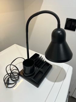 Modern Black Desk Lamp with Organizer Base | Pen Holder & Storage Compartments