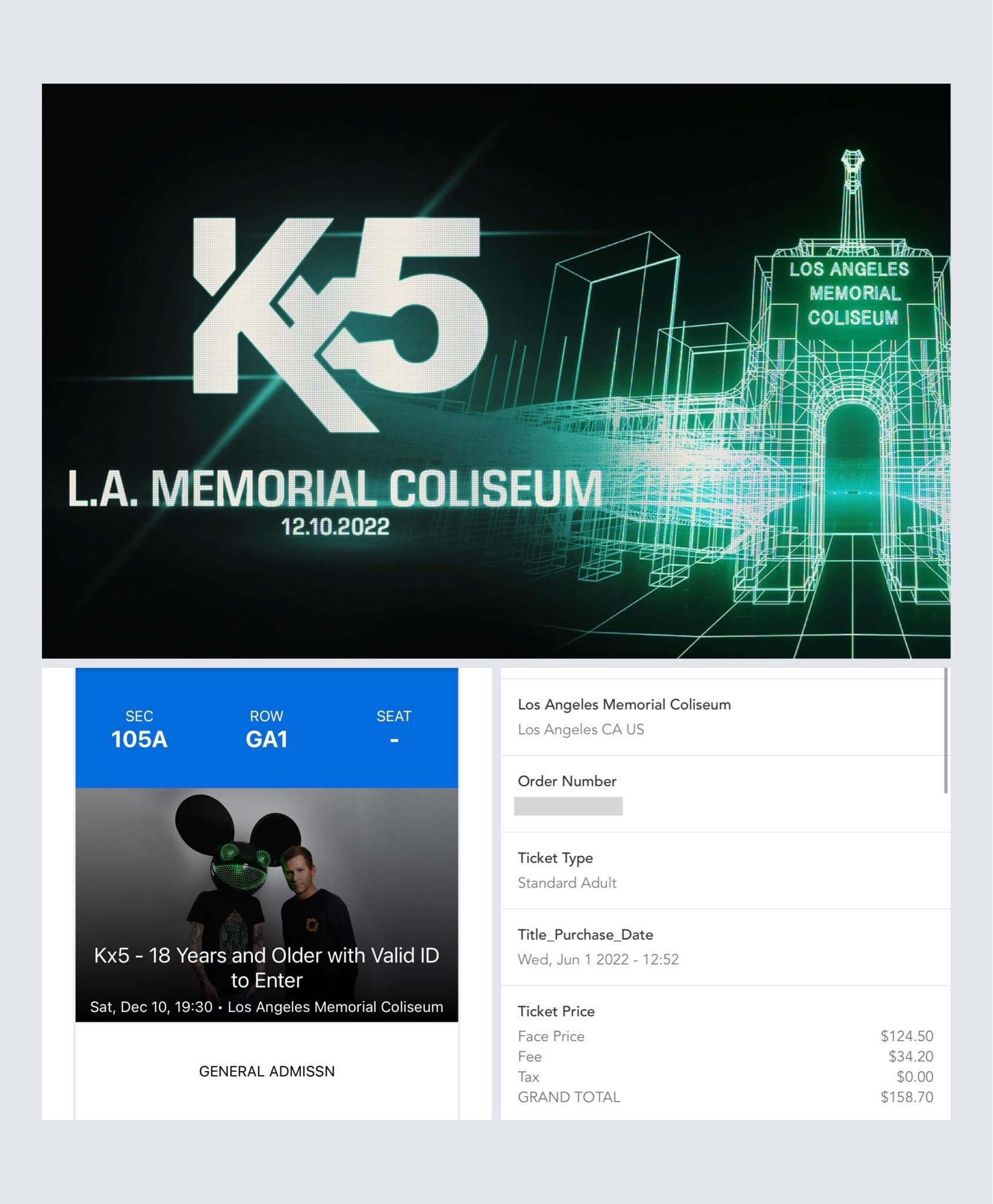 $50 One Kx5 Ticket Section 105A Los Angeles LA Coliseum Ticketmaster Transferable