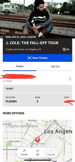 J Cole Fall Off Tour Ticket