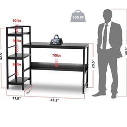 Black Computer Desk With Shelves