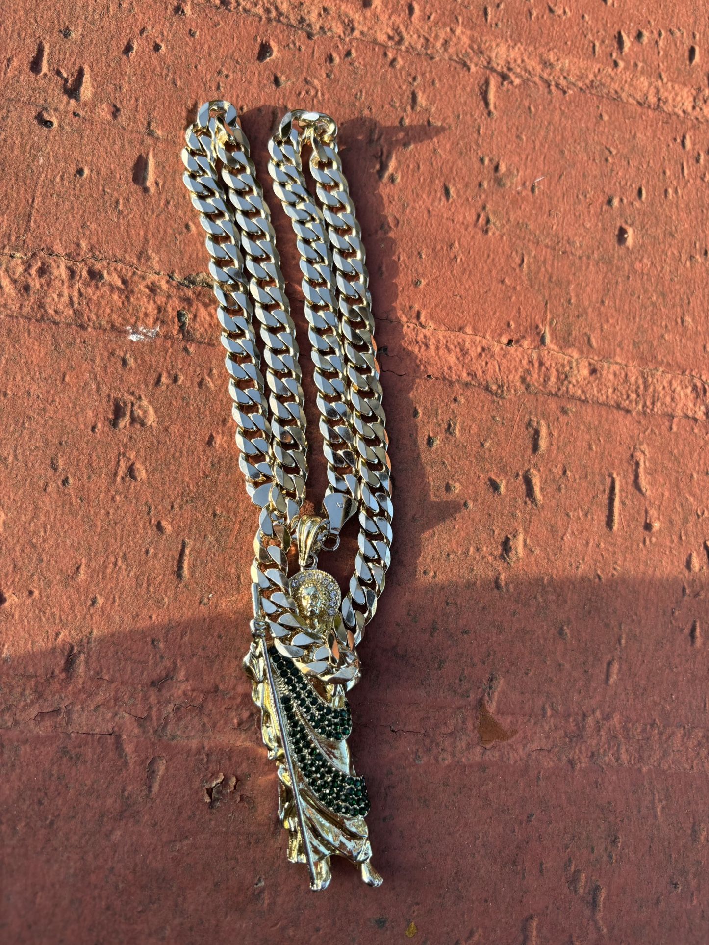 Gold Plated/laminado Chain With San Judas Pendent