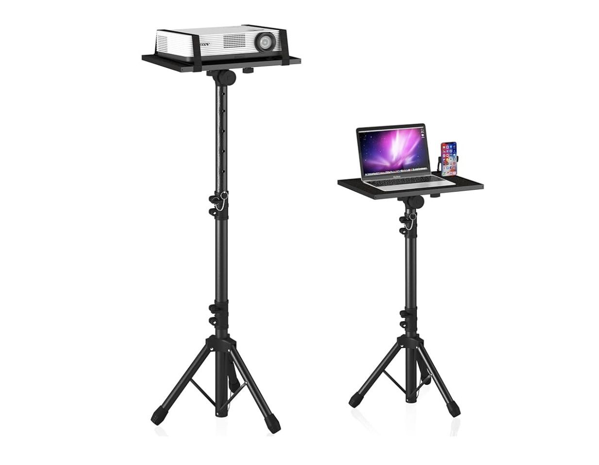 Projector Stand Tripod Adjustable, Laptop Height from 23.5 to 46.5 inches with Gooseneck