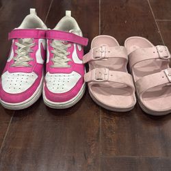 Nike pink little girls shoes and pink Sandles