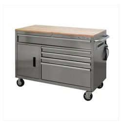 HUSKY WORKBENCH 52 in. W x 25 in. D Standard Duty 5 Drawer 1 Door