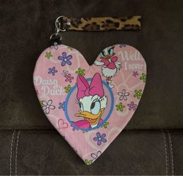 Cute Daisy Duck Pink Heart Shaped Wristlet handmade new
