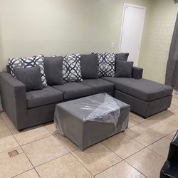 Grey Sectional With Ottoman ¡¡New In Stock!!