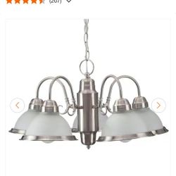 New Hampton Bay
Halophane 5-Light Brushed Nickel Chandelier with Frosted Ribbed Glass Shades