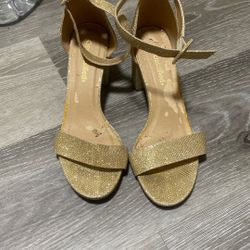 City Classified Gold Open Toe Heels