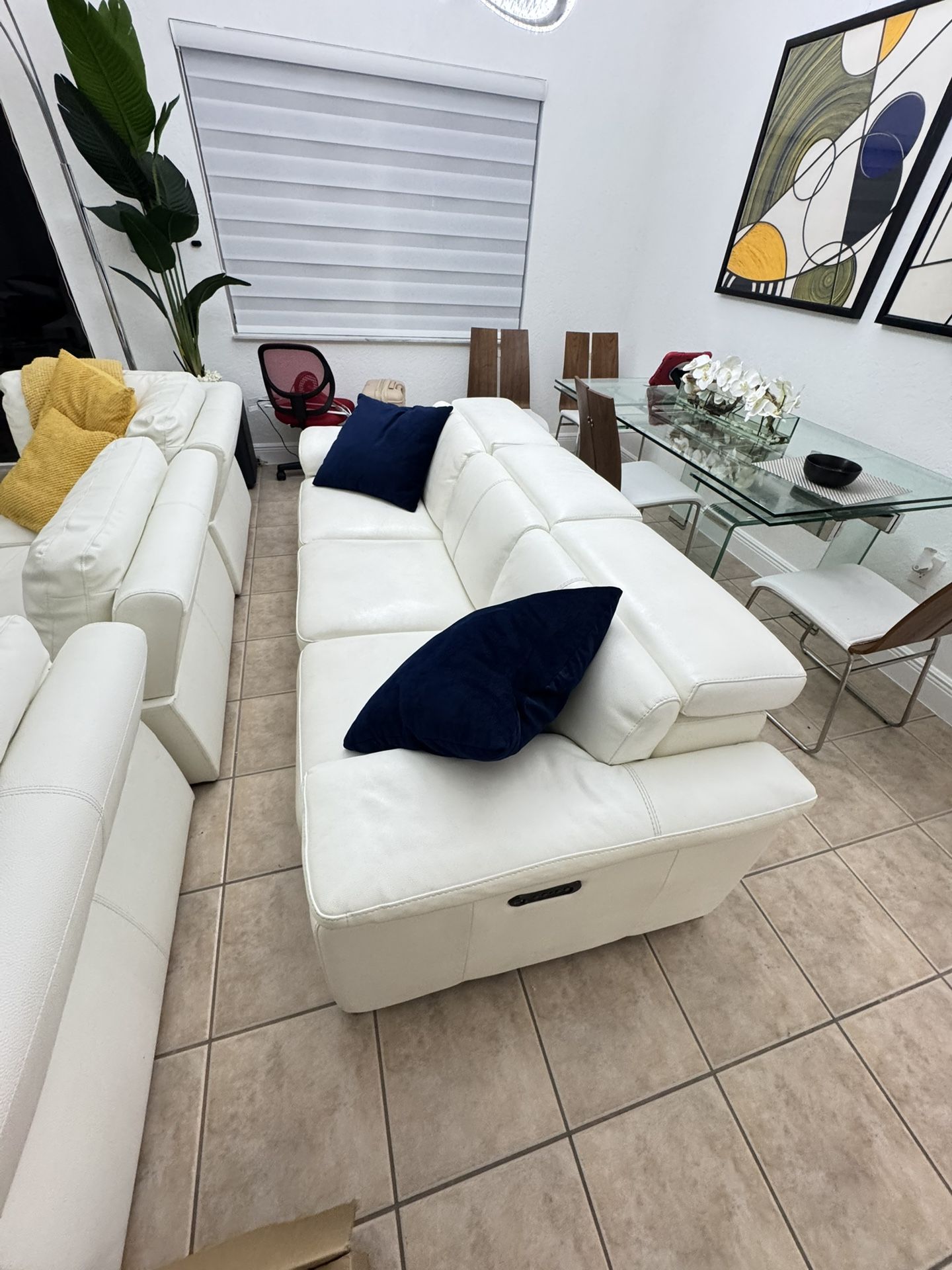 White Leather Electric Recliner Sofa From El Dorado Furniture