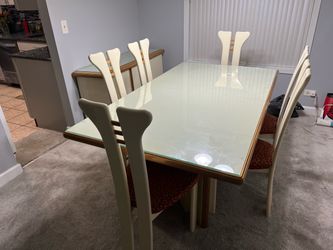 Glass Top Dining Table with 6 Chairs