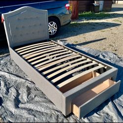 Twin Size New Storage Bed With Orthopedic Supreme Nice Mattress 