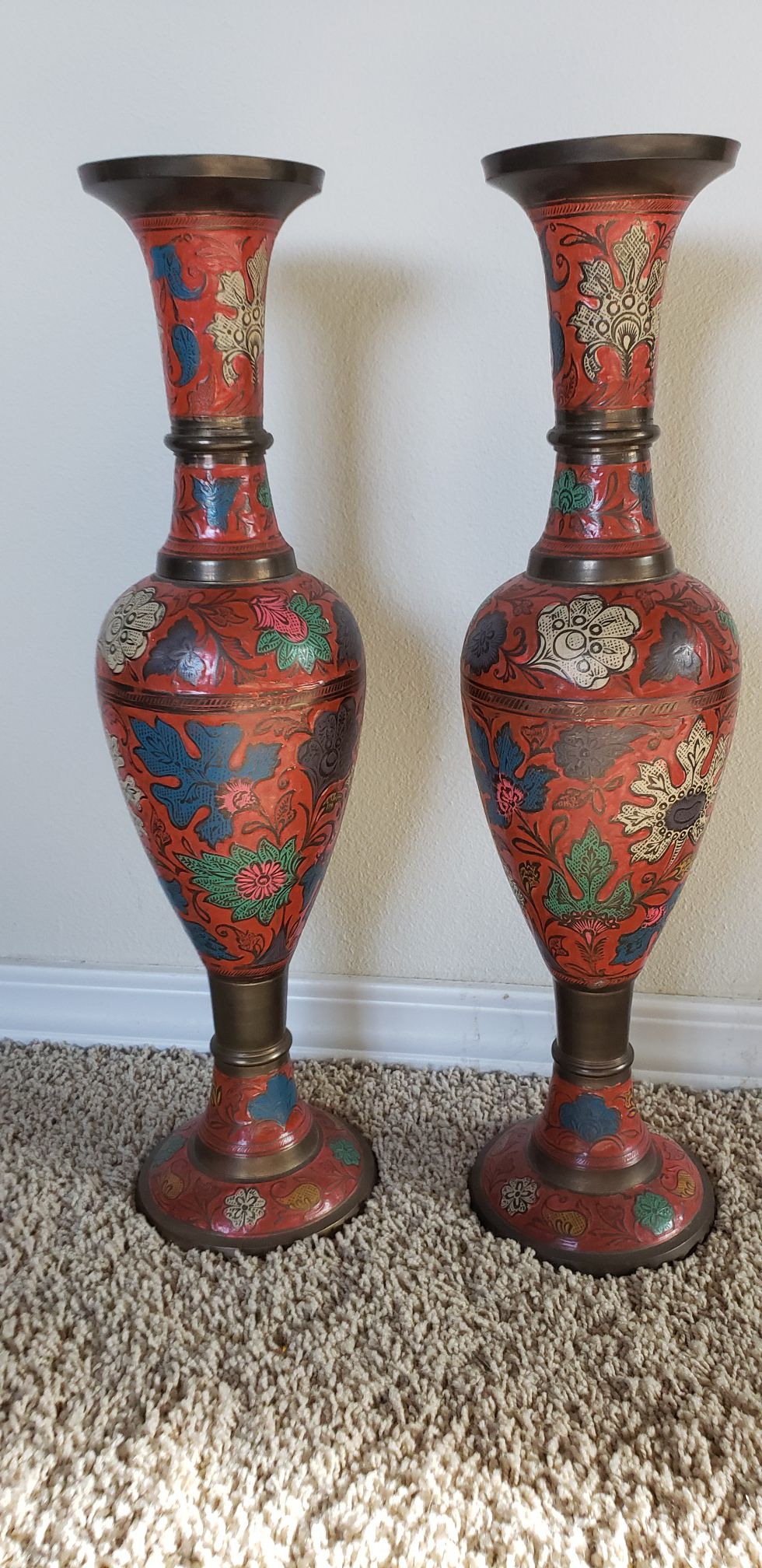 Brass Vases- colorful, tall