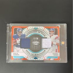 Malik Nabers Daniel Jones 2024 Certified Stitches In Time Dual Patch /30